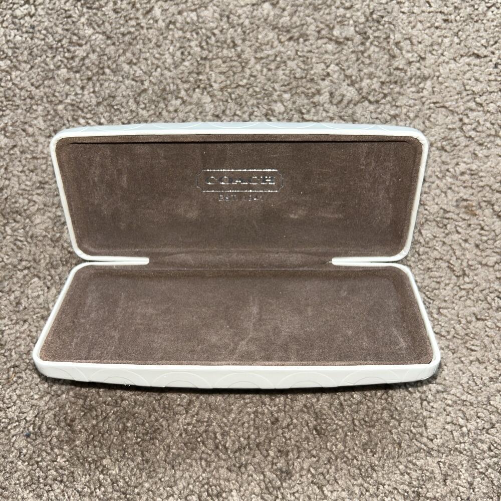 Coach Eye Glass Case ONLY Hard Hinged White Clam Shell With Logo - Picture 2 of 8